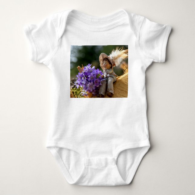 Boy on Log with Flowers Baby Bodysuit (Front)