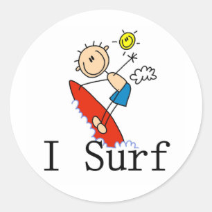 Boy on Surfboard Classic Round Sticker