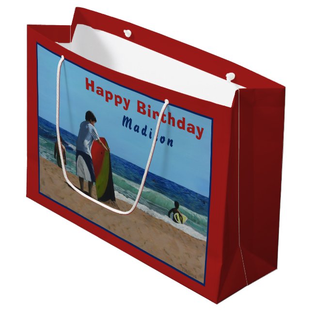 Boy on The Beach Large Gift Bag (Front Angled)