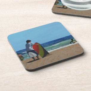 Boy on the Beach Plastic Coasters