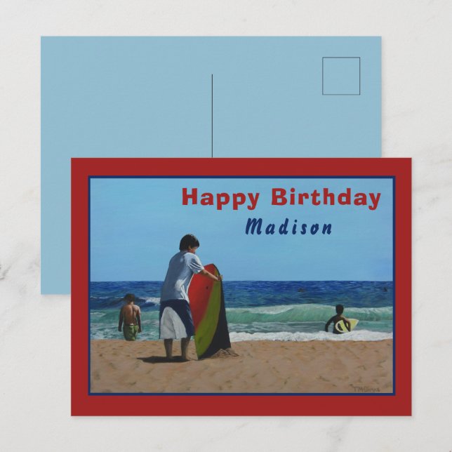 Boy on The Beach Postcard - Personalised Option (Front/Back)