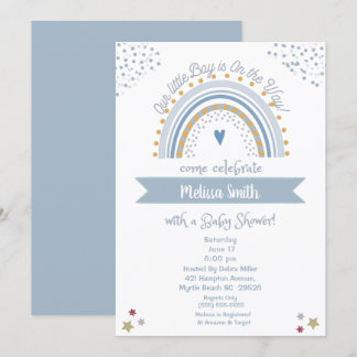 Boy on the Way Rainbow Baby Shower Invitation
