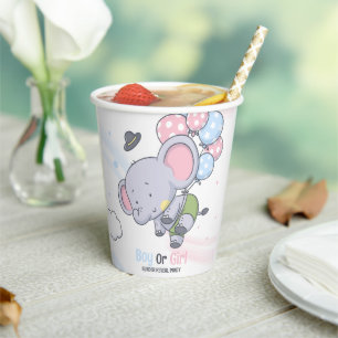 Boy Or A Girl Cute Elephant Gender Reveal  Paper Cups