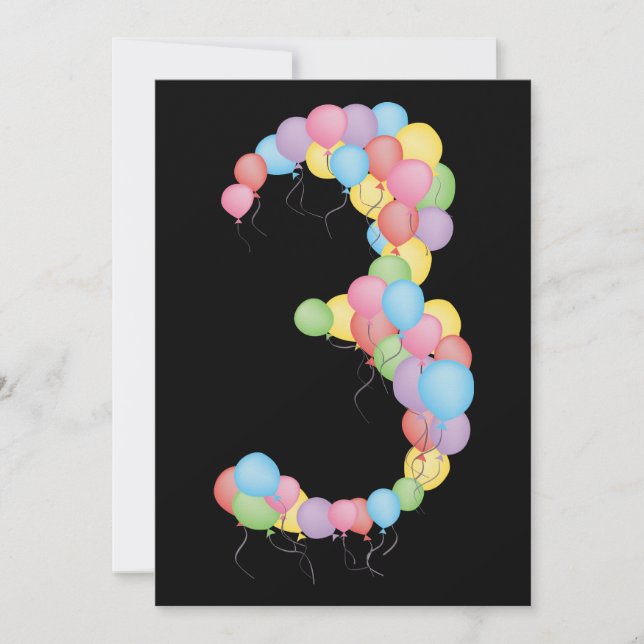 Boy or Girl 3rd Birthday Party Custom Invite (Front)