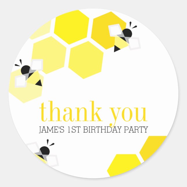 boy or girl ANY AGE bee BIRTHDAY PARTY favour Classic Round Sticker (Front)