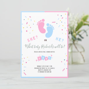 Boy or Girl Baby feet Gender Reveal Invitation