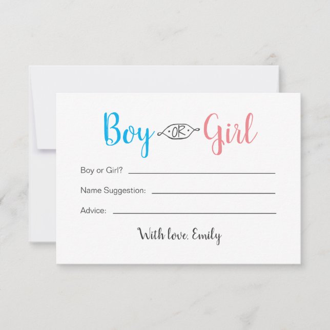 Boy or Girl Baby Gender Reveal Card (Front)