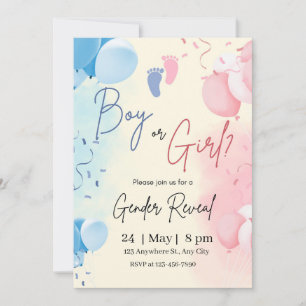 Boy Or Girl Blue Or Pink Gender Reveal Invitation