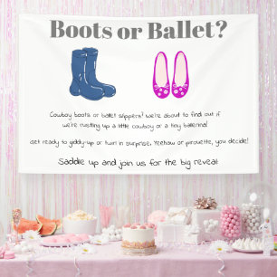 Boy or Girl Cowboy Boots Balet Gender Reveal Banner