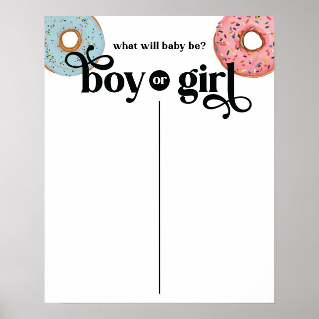 Boy or Girl Doughnut Gender Reveal Baby Voting Pos Poster (Front)