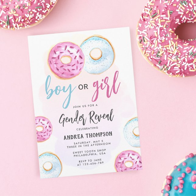 Boy or Girl Doughnut Gender Reveal Invitation (Creator Uploaded)