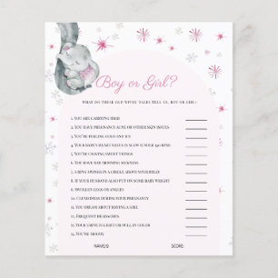 Boy Or Girl Elephant Pink Winter Baby Shower Game