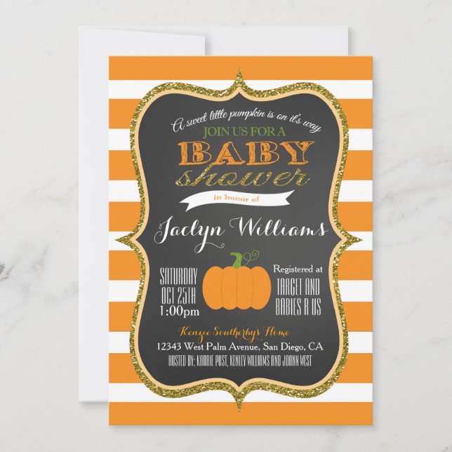 Boy or Girl Fall Pumpkin Baby Shower Invitation (Front)