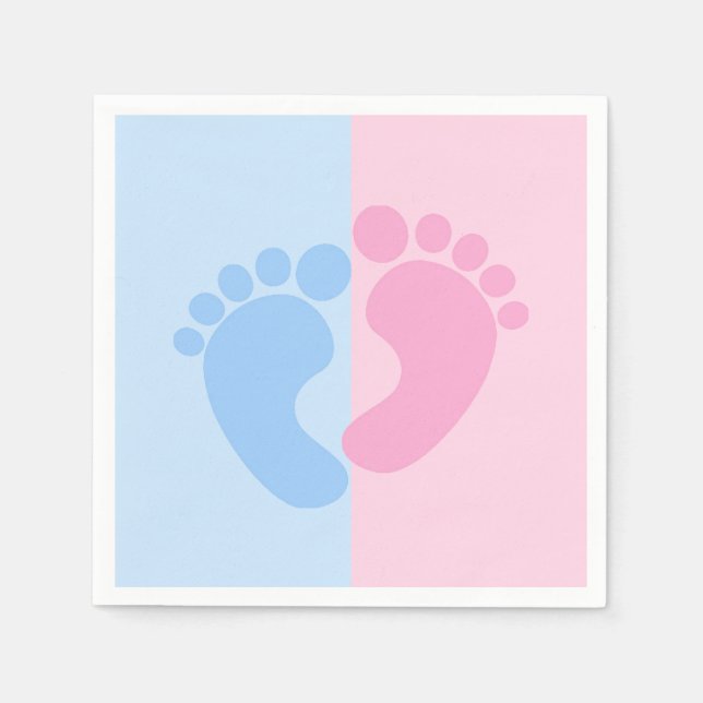 Boy or Girl Gender Reveal Baby Shower Baby Feet Napkin (Front)