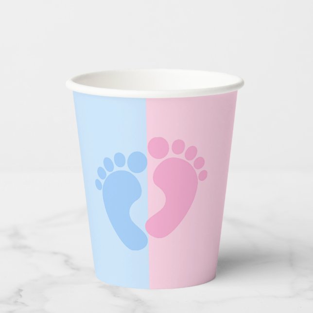 Boy or Girl Gender Reveal Baby Shower Baby Feet Pa Paper Cups (Front)