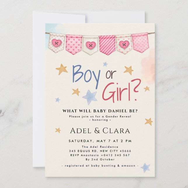 Boy or Girl Gender Reveal Invitation (Front)