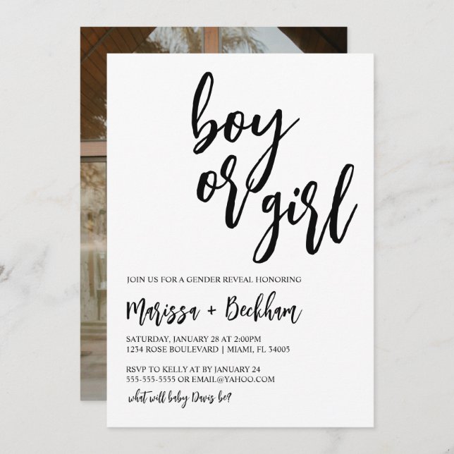 Boy or Girl Gender Reveal Invitation (Front/Back)