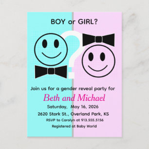 Boy or Girl Gender Reveal Invitation Postcard