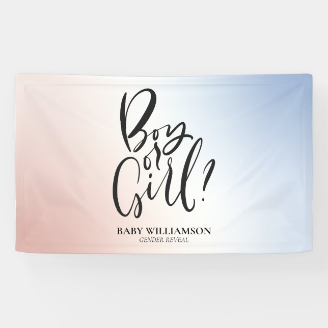 Boy or Girl Gender Reveal Ombre Party Decoration Banner (Horizontal)