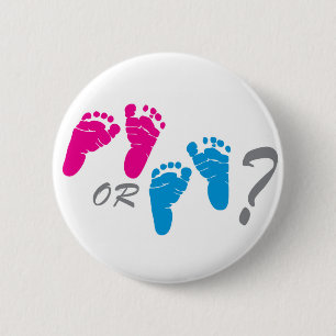 boy or girl? gender reveal party 6 cm round badge