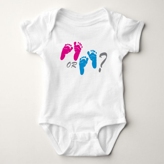boy or girl? gender reveal party baby bodysuit (Front)