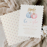 Boy or Girl Gender Reveal Party Invitation<br><div class="desc">Unveil the surprise of your little one’s gender with our Boy or Girl Gender Reveal Party Invitation. This modern design features charming pumpkins representing the anticipation of whether it's a boy or girl, nestled in a beautiful watercolor scene. The elegant combination of pink and blue with gold accents and a...</div>