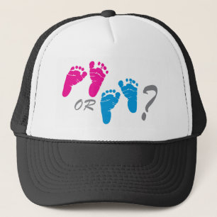boy or girl? gender reveal party trucker hat