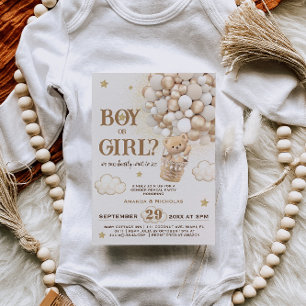Boy or Girl Gender Reveal Teddy Bear Invitation