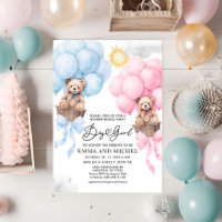 Boy or Girl invitation, Gender Reveal Bear And Bow