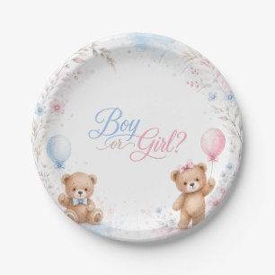 Boy or Girl Little Cub Gender Reveal Paper Plate