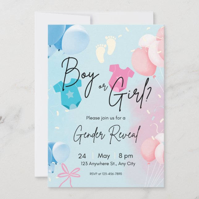 Boy or Girl Pastel Gender Reveal Invitation (Front)