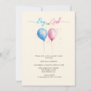Boy or Girl pink and blue Gender Reveal Party Invitation