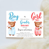 Boy or girl teddy bear gender reveal invite