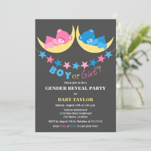 Boy Or Girl Teddy Bears Gender Reveal Party Invitation