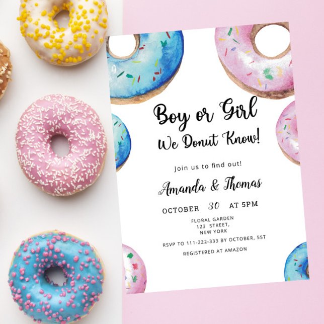 Boy or Girl! We DONUT know! Gender Reveal Invitation (Creator Uploaded)