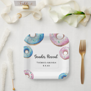 Boy or girl we donut know gender reveal paper plate