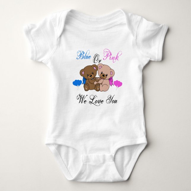 Boy or girl we love you gender reveal baby bodysuit (Front)
