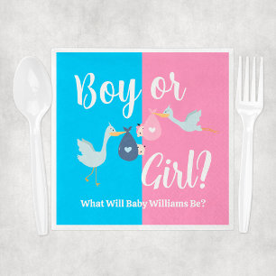 Boy or Girl What Will Baby Be Gender Reveal Party Napkin