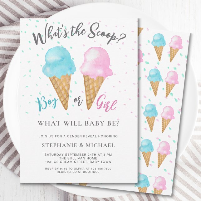 Boy Or Girl What's The Scoop Gender Reveal Party  Invitation (Creator Uploaded)