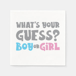 Boy or Girl What's Your Guess Gender Reveal Napkin