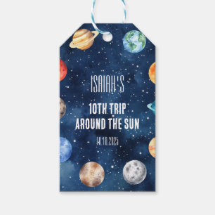 Boy Outer Space 10th Trip Around the Sun Birthday Gift Tags