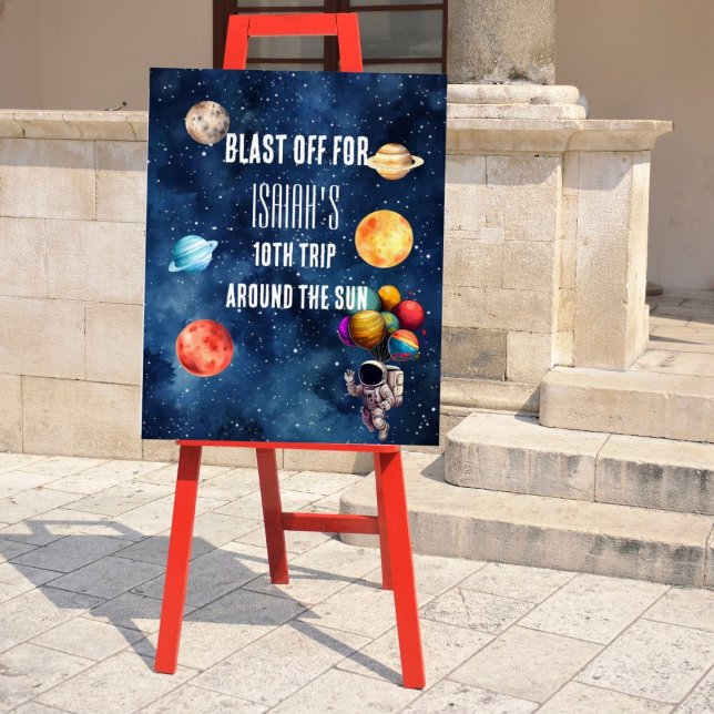 Boy Outer Space Astronaut Birthday Welcome Sign (Creator Uploaded)