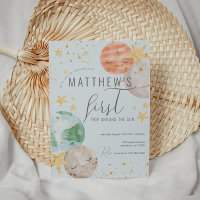 Boy Outer Space First Birthday Invitation