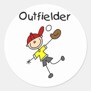 Boy Outfielder Classic Round Sticker