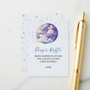 Boy Over the Moon Modern Baby Shower Diaper Raffle Enclosure Card