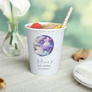 Boy Over the Moon Modern Baby Shower Paper Cups