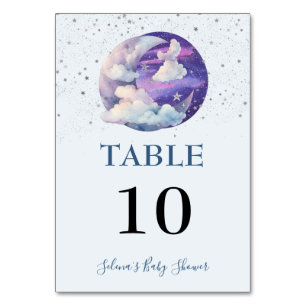 Boy Over the Moon Modern Baby Shower Table Number