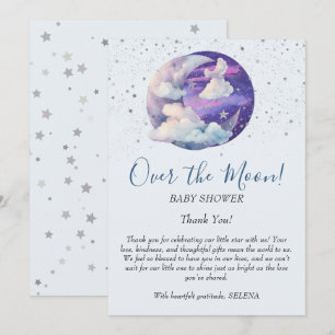Boy Over the Moon Modern Baby Shower Thank You Card