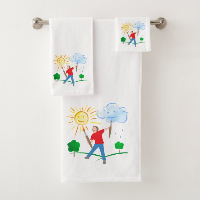 Boy Painting Skies Bath Towel Set (Insitu)