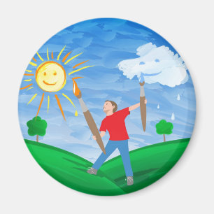 Boy Painting Skies Magnet
